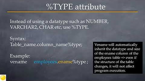 PL25   PLSQL Tutorial   %TYPE and %ROWTYPE attributes