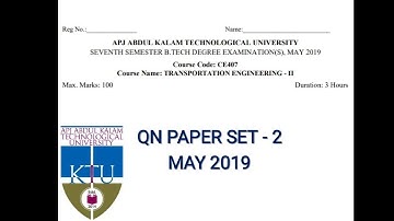 CE407: Transportation Engineering II -May 2019- KTU solved qn paper
