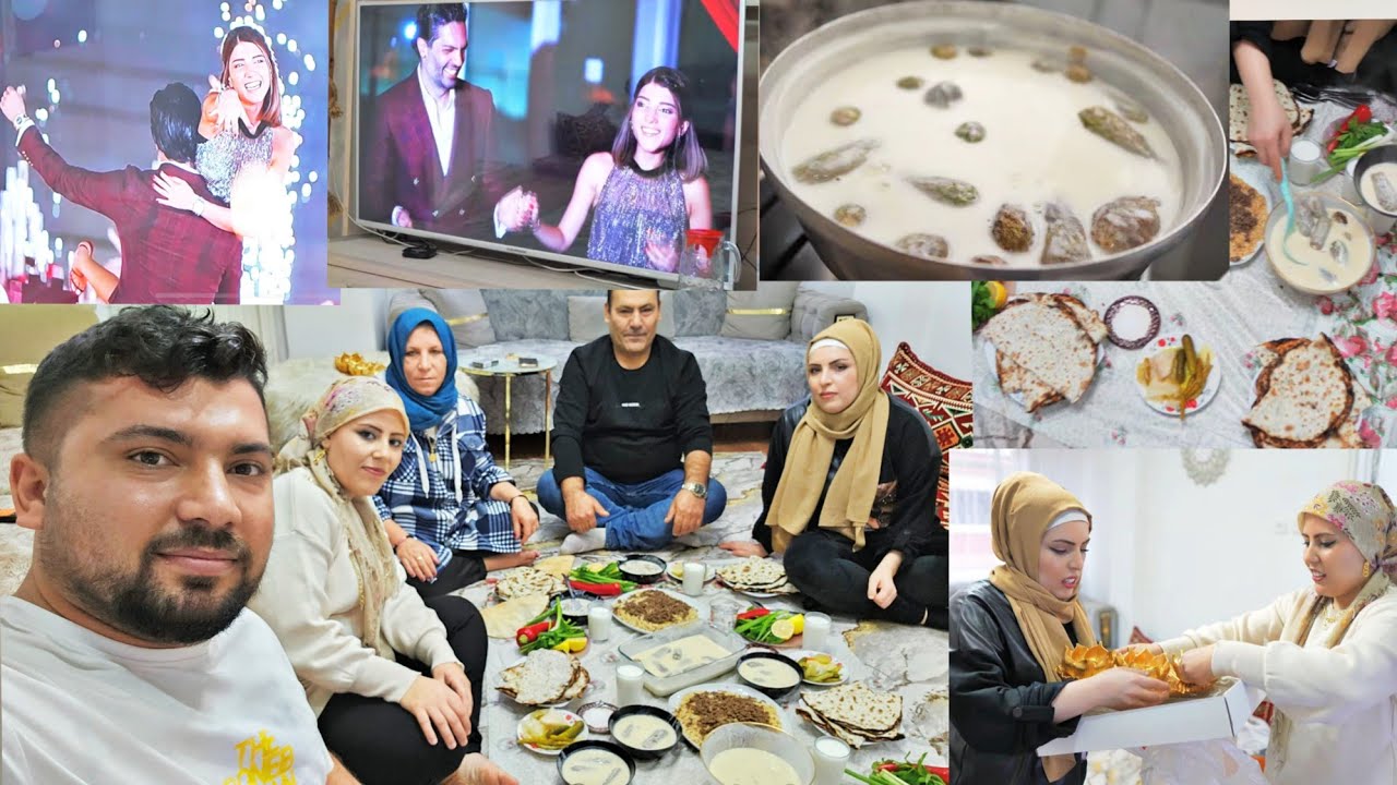 عزمنا بيت أهلي لبيتنا// أول عزيمة بالبيت الجديد//طبخنا شيخ محشي ولحم بعجين 😋