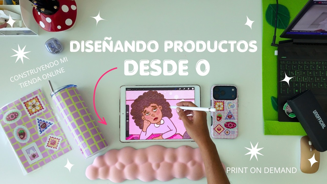 Día 1 intentando vender en mi tienda online de ilustración | Diseñando los primeros productos 😊😊