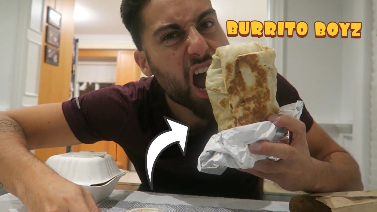 EATING BURRITO BOYZ LARGE CHICKEN BURRITO FRYZ EXTREME MUKBANG EATING
