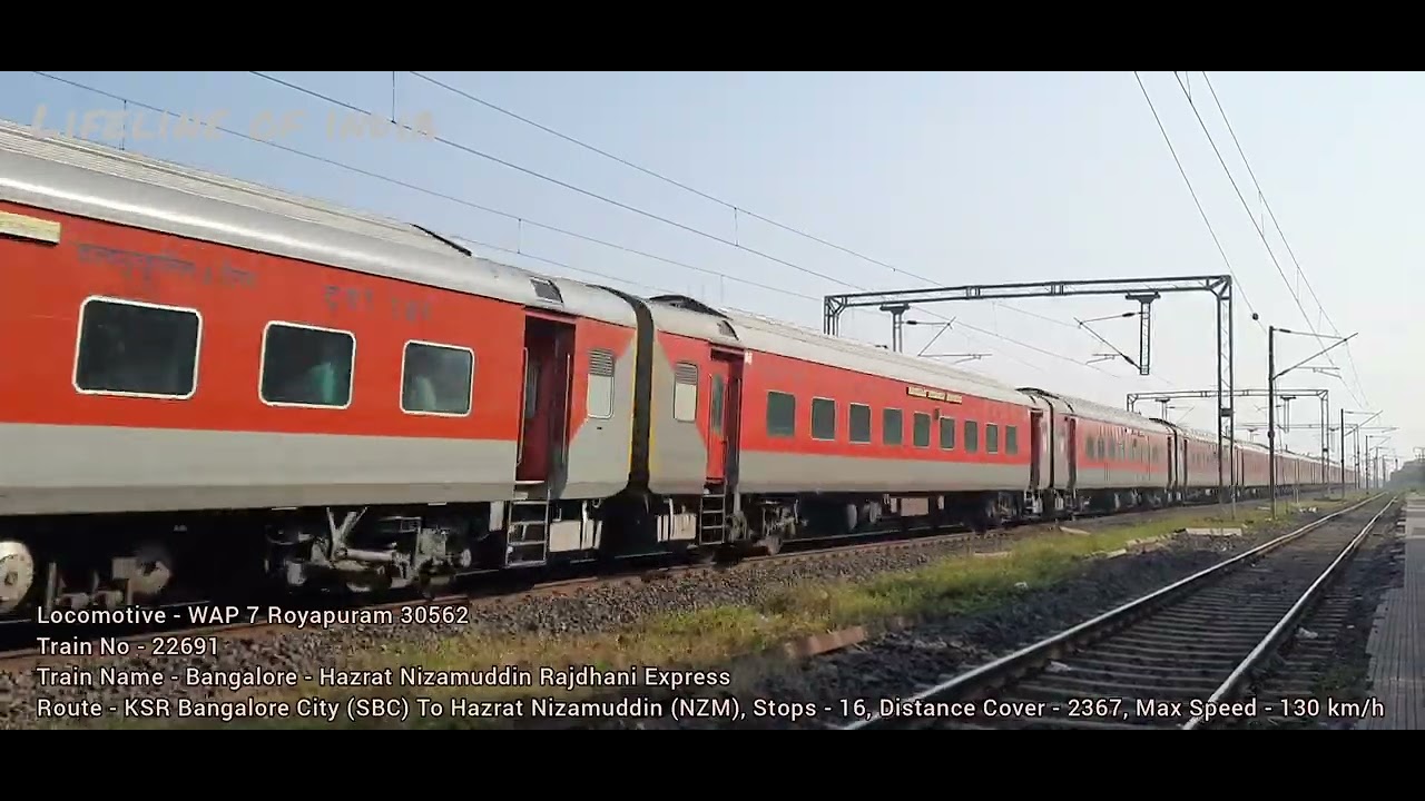 22691 Bangalore - Hazrat Nizamuddin Rajdhani Express with max Speed WAP ...