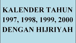 Kalender Tahun 1997, 1998, 1999, 2000 Lengkap dengan Tahun Hijriyah  dan Pasaran Jawa