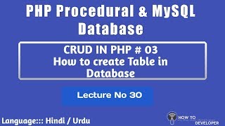 PHP Procedural & MySQLi Part 30:  How to Create Table in Database using PHP in Hindi Urdu