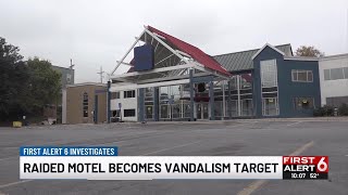 Raided motel becomes vandalism target
