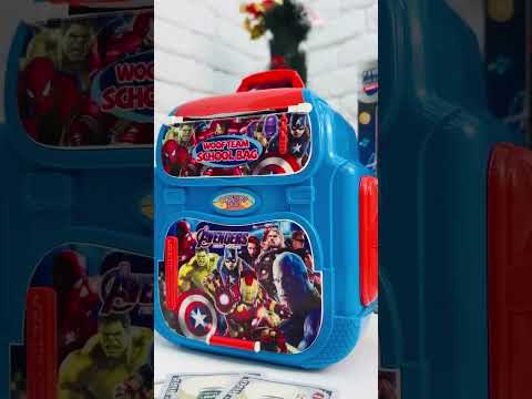 Дитяча іграшка сейф рюкзак Avengers на кодовому замку, дитяча скарбничка сейф з відбитком пальця та звуками, видео 1