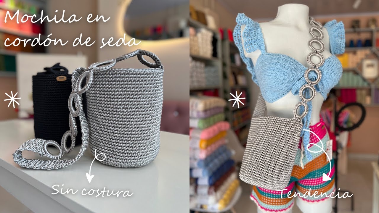 Mochila en cordón de seda o cola de rata SIN COSTURA