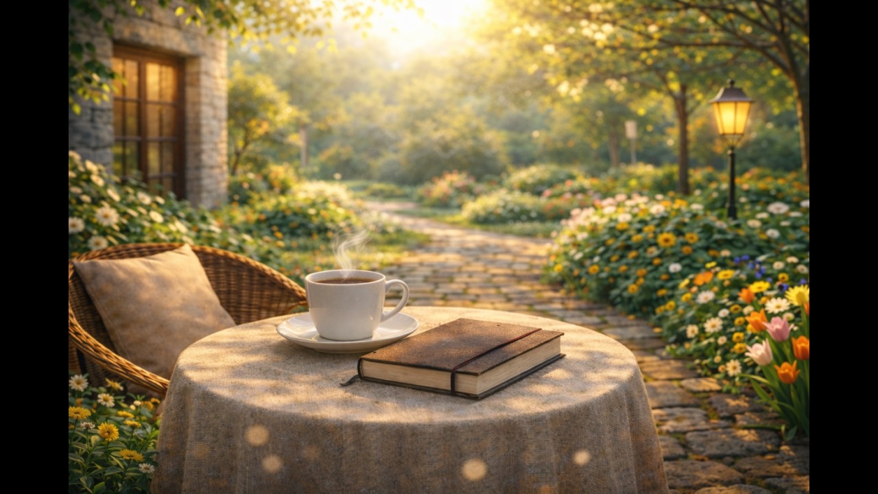 Spring Jazz Ambience | Cobblestone Courtyard Café for Study & Morning Calm (5 Hours)