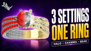 3 Stone-Setting Styles in One Ring | Rhino Jewelry CAD Tutorial #553