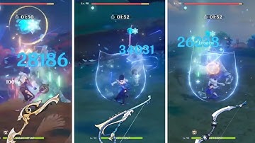 Comparison on Yelan using Fading Twilight R5, The Stringless R5 and Sacrificial Bow R3