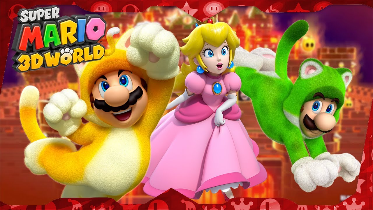 Super Mario 3D World for Wii U ᴴᴰ | World Castle (All Green Stars & Stamps) 3-Player