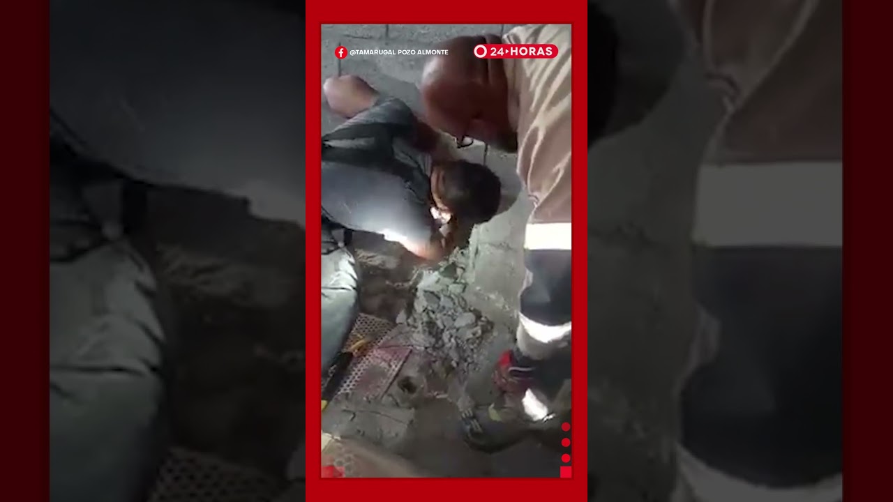 ¡Gigantes! Bomberos rescatan a perrito atrapado en un muro en la región de Tarapacá | 24 Horas TVN