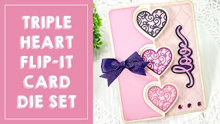 Stamps of Life: Triple Hearts Flip-it Card Die set, Fancy