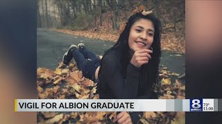 Family, friends hold candlelight vigil for Albion graduate and her mother