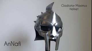 AnNafi® Mens Gladiator Maximus Helmet | Wearable Medieval Halloween Party Costumes | LARP Movie