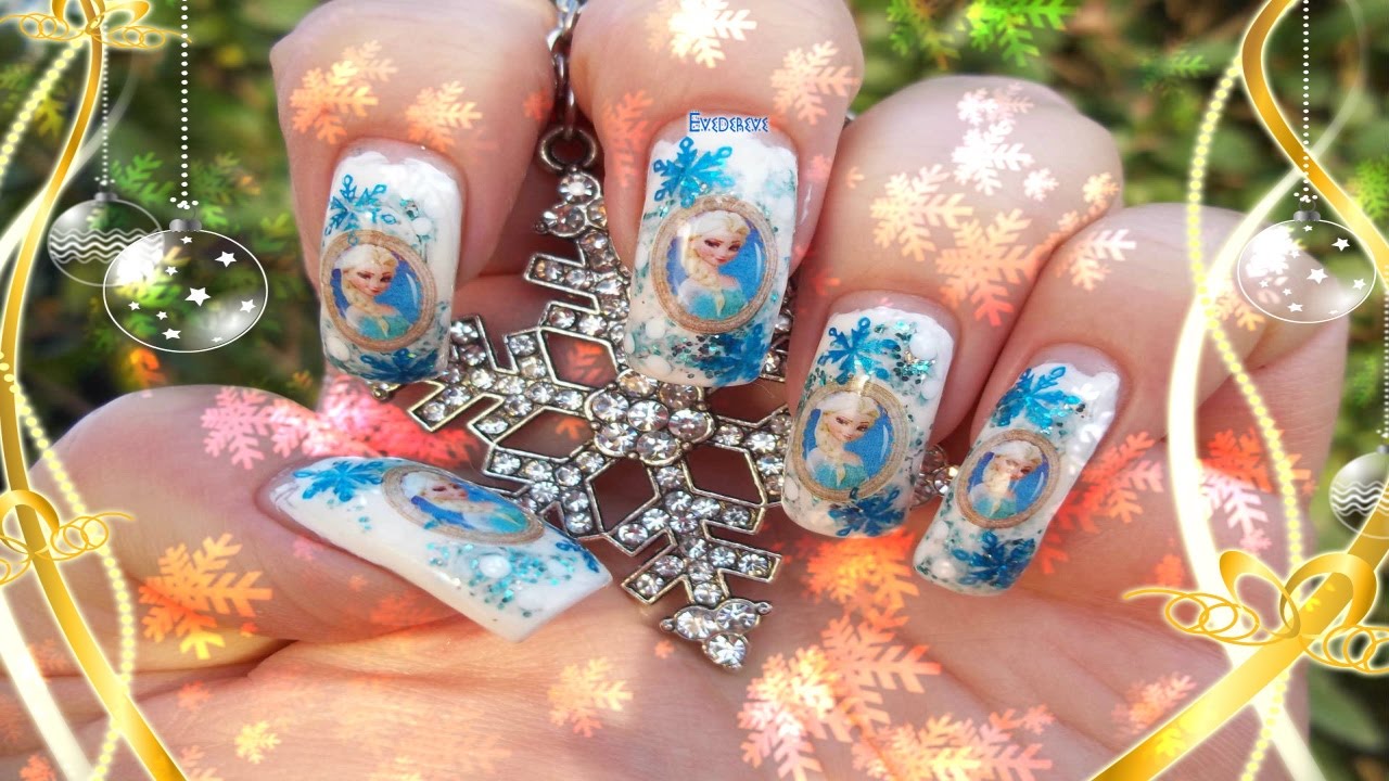 Nail Art Noël Reine Des Neiges Frozen Walt Disney By Evedereve - YouTube