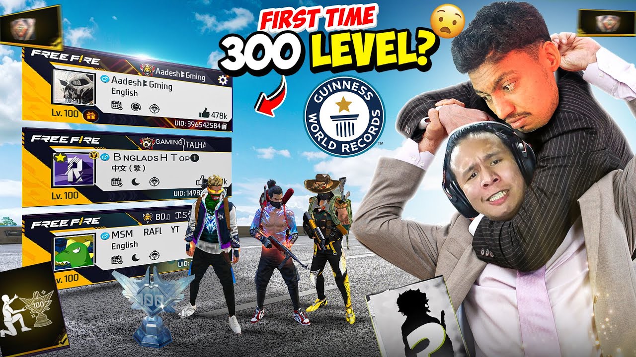 Free Fire 300 Level Vs Full Br Lobby 😨 Top 3 First🥇100 Level Player in Same Game❗️ Garena Free Fire
