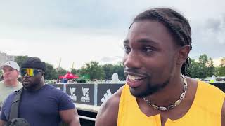 Noah Lyles Reacts to Setting 150m American Record with 14.41 at the Adidas Atlanta City Games