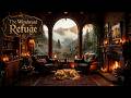 Cozy Tavern Ambience with Fireplace &amp; Wind Sounds for Sleep | Celtic Music