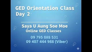 GED Orientation Class Day 2