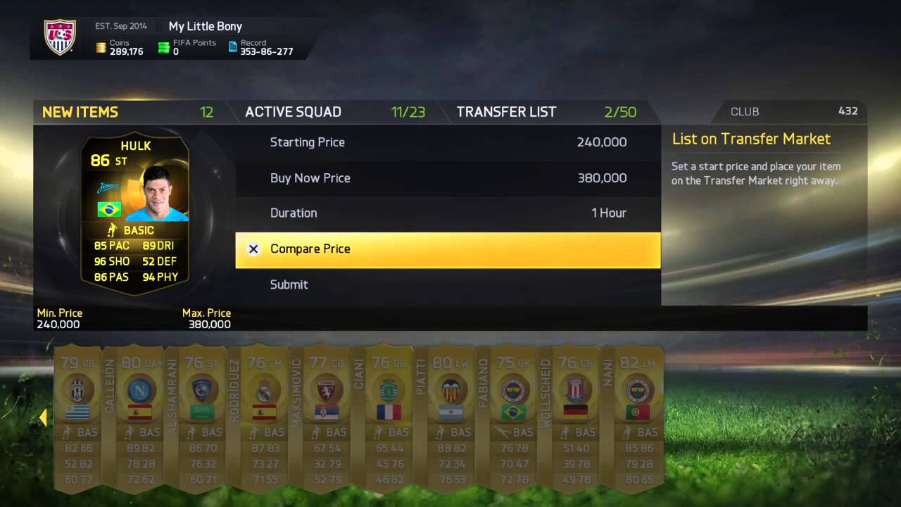 FIFA 15 inform hulk in 50k pack