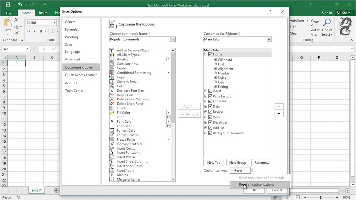 How to Reset the Ribbon to its Default Settings in Excel