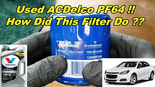 ACDelco PF64 Oil Filter Cut Open, 2016 Chevrolet Malibu, Valvoline Oil, Used Oil Filter