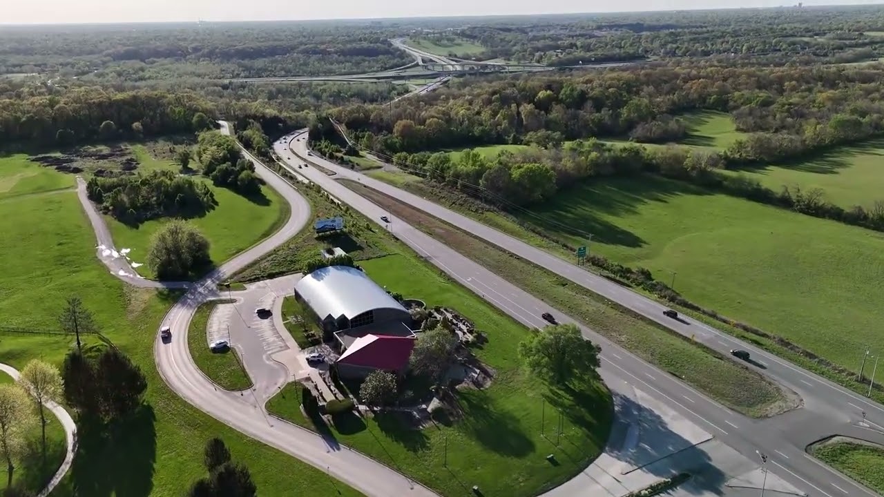 Drone video shows aerial shots of the area near Highway 65 and James River Freeway in Springfield