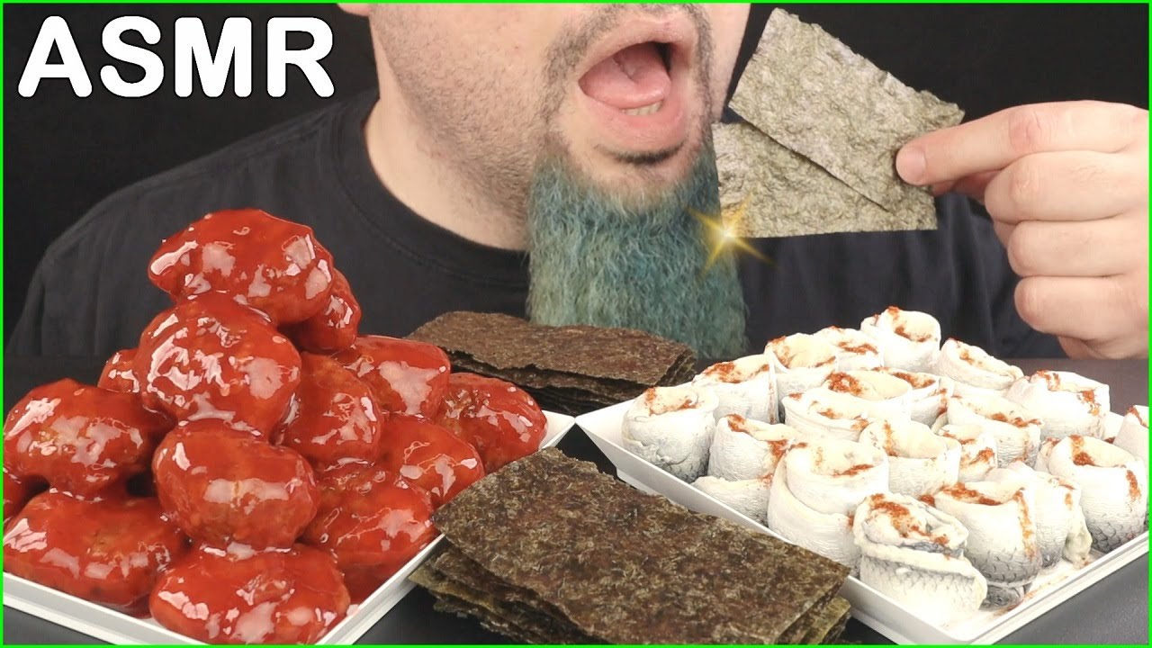 [ASMR] SPICY FISH BALLS & ROASTED SEAWEED & ROLLMOPS MUKBANG (No Talking) EATING SOUNDS