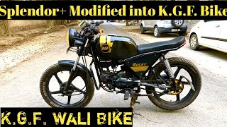 Hero Splendor Plus Modified into Kgf bike!!Fully Modified into Cafe Racer Bike!!Must watch!!