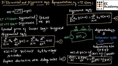 Differential and Difference equation representation of LTI systems in signals & systems ||EC Academy