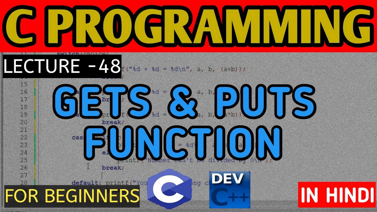 gets & puts Function in C || C PROGRAMMING FOR BEGINNERS || C ...