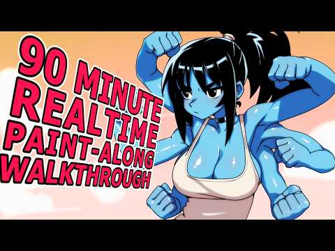 Drawing 6 Armed Fantasy Anime Girl, Start to finish, Real-time Walkthrough in 90min! thumbnail
