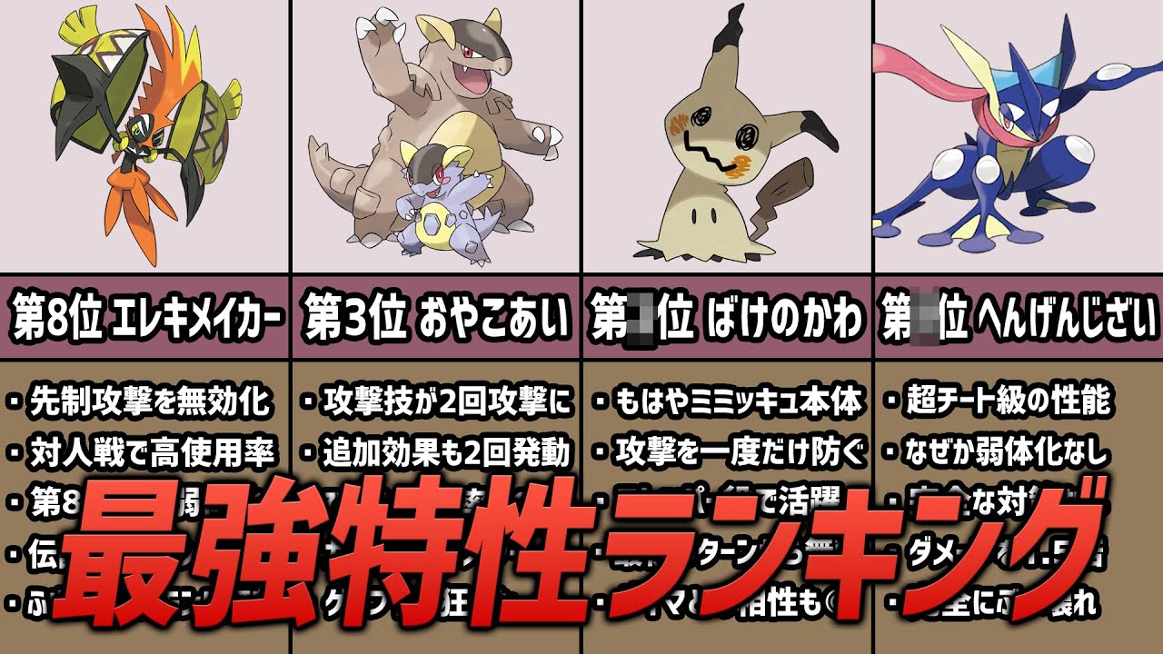 対戦ガチ勢による 最強すぎる特性 ランキング ポケモン考察 Youtube