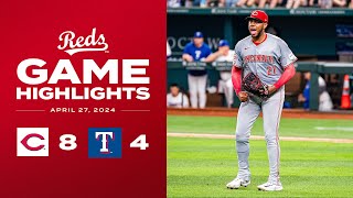 Reds vs. Rangers Game Highlights (4\/27\/24) | MLB Highlights