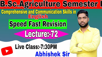 English | Comprehension And Communication Skills in English Bsc Ag 1st Semester | Revision Class