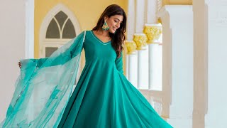 Ivy Green Georgette Anarkali Suit set with Organza Dupatta screenshot 5