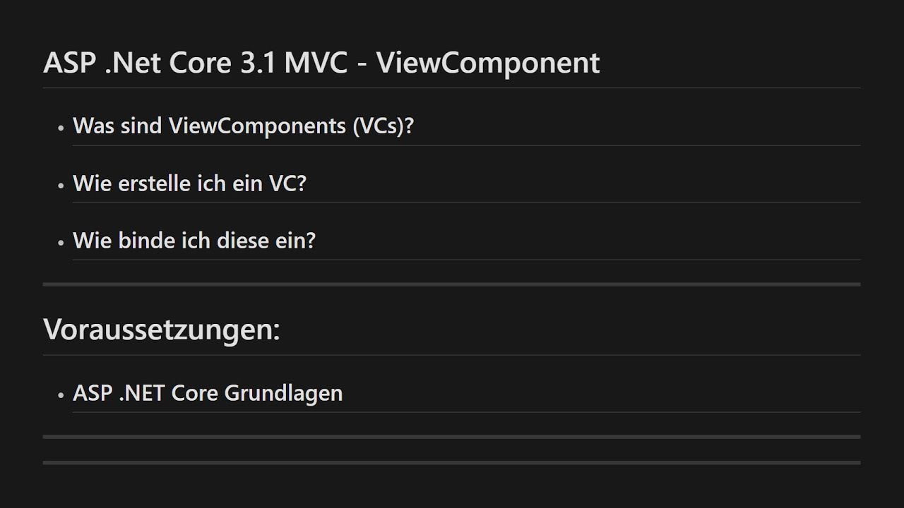 ASP .Net Core 3.1 MVC - ViewComponent - YouTube