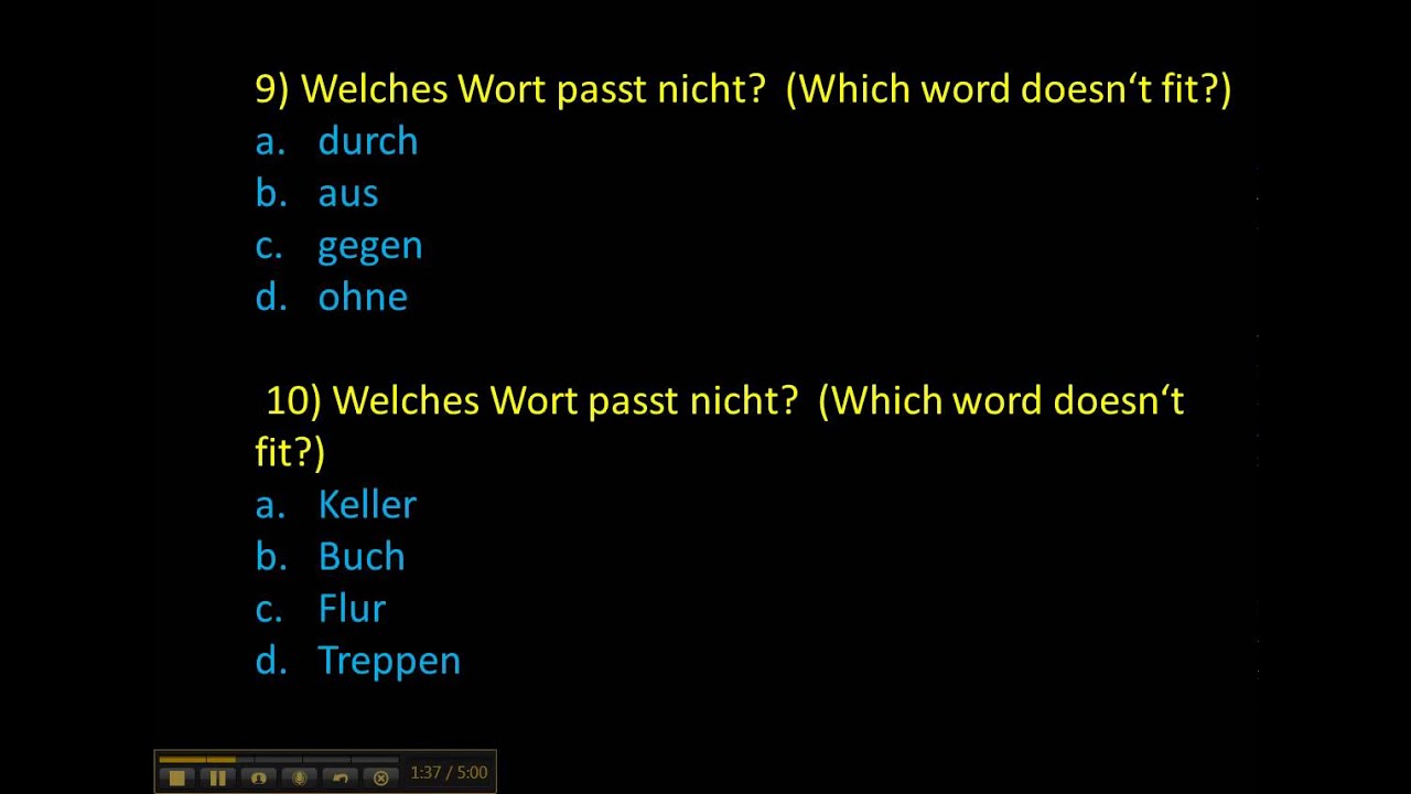 German Practice Quiz 1 miscellaneous YouTube