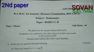 BurdwanUniversity 1st semesrter, MATHEMATICS (HONS), 2018 : QUESTION PAPER