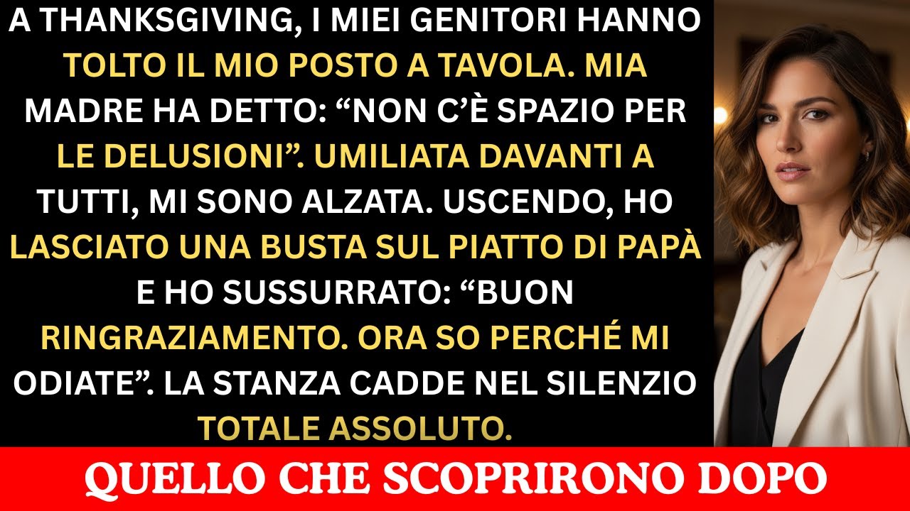 “Nessun Posto per le Delusioni,” dissero i miei genitori togliendo il mio posto a Cena, così dissi…