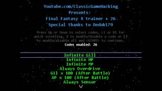 Final Fantasy X International Trainer Menu