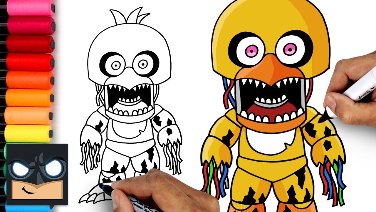 How to Draw Withered Toy Chica from Five Nights at Freddy's (FNaF