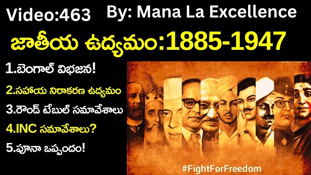 భారత జాతీయ ఉద్యమం 1885-1947 ||Indian national movement 1885-1947 explained by Mana La Excellence