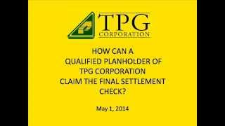 TPG Final Settlement Check Claim via Deposit Procedure Video