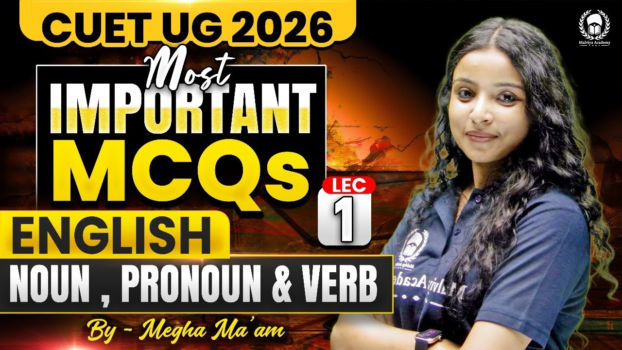 CUET 2026 English | Most Important MCQ | Noun,Pronoun & Verb | Megha Ma'am