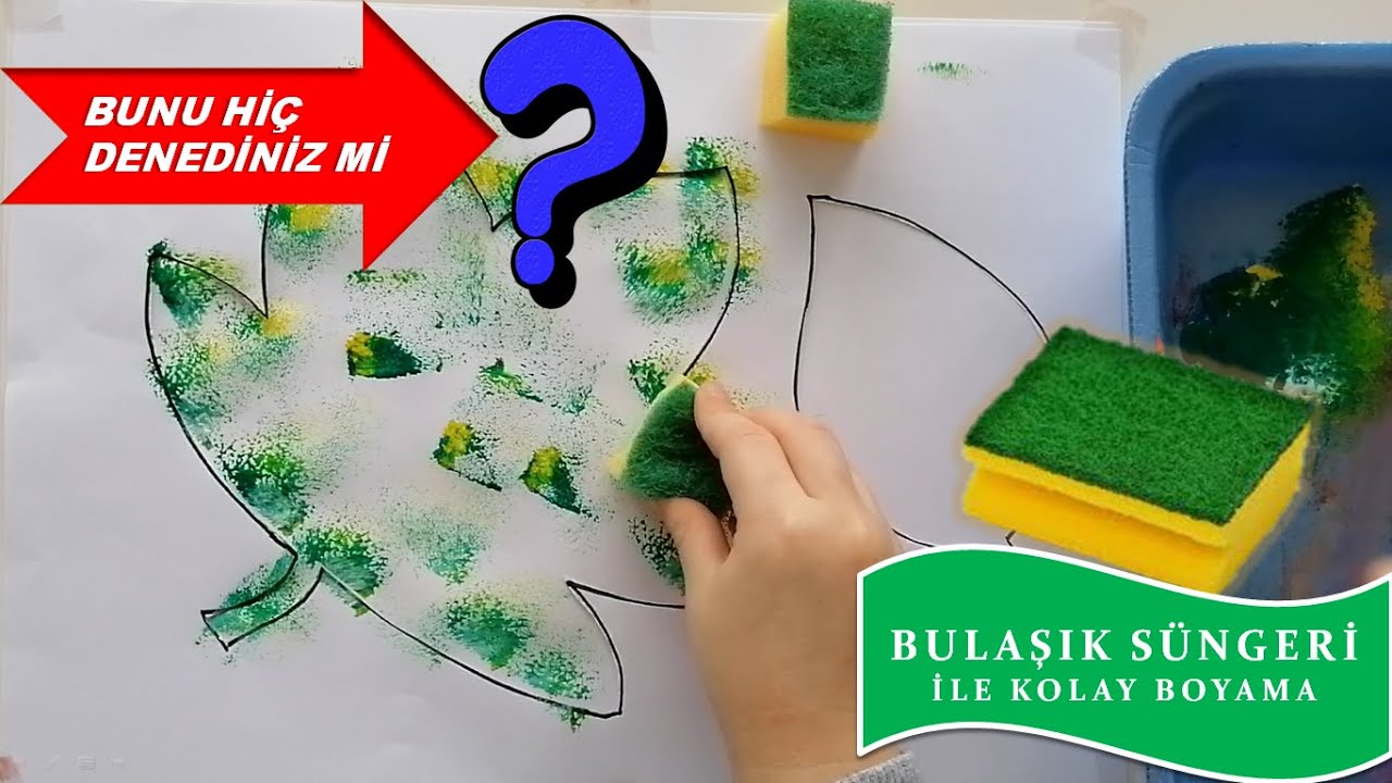 bulasik sungeriyle cok kolay ve eglenceli boyama etkinligi easy and fun painting with kitchen sponge