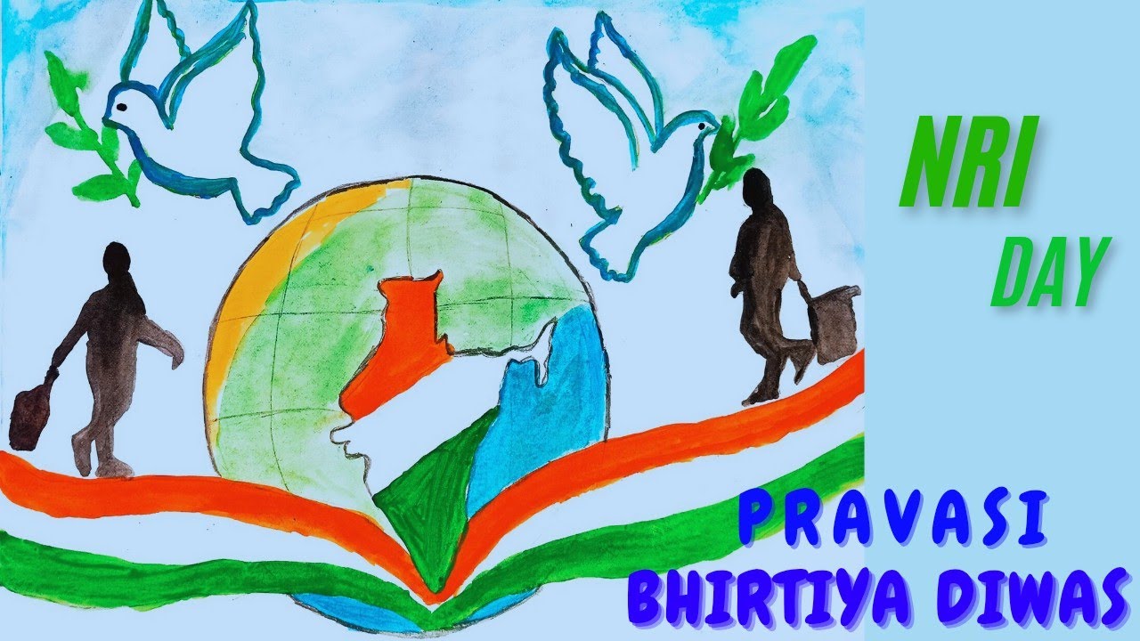 Pravasi Bharatiya Divas Drawing / NRI Day drawing / pravasi bharatiya divas poster Drawing