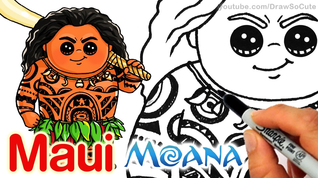 How To Draw Maui Step By Step Chibi Disney Moana Youtube