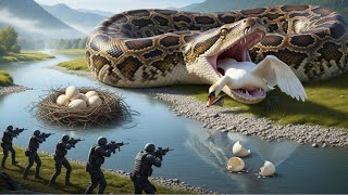 Incredible Animal Rescue Story: Swan Freed from Giant Python by Red Rescue Squad 🚑